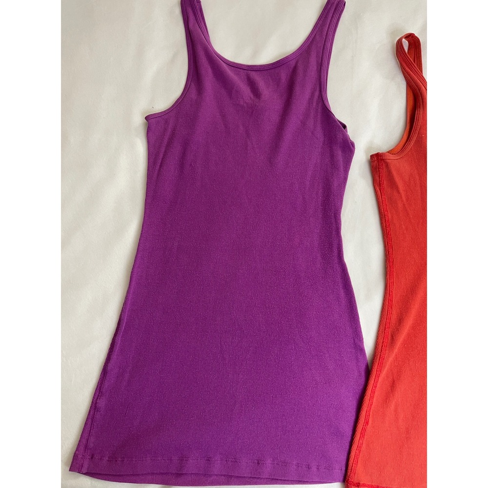 Mossimo Supply Co Long & Lean Ribbed Tank Tops 2 Pack Purple Orange Red Large - Picture 8 of 9